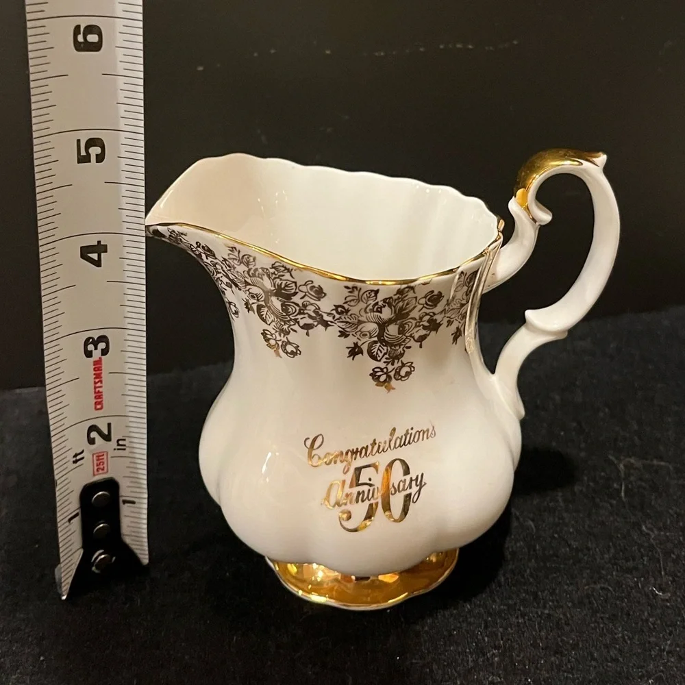 Vintage Royal Albert 50th Anniversary 6 C Teapot, Creamer and Plate, England